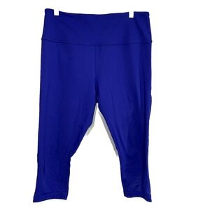 Core10 Capri Leggings Women Large Blue Mesh Zip Pocket Reflective Activewear